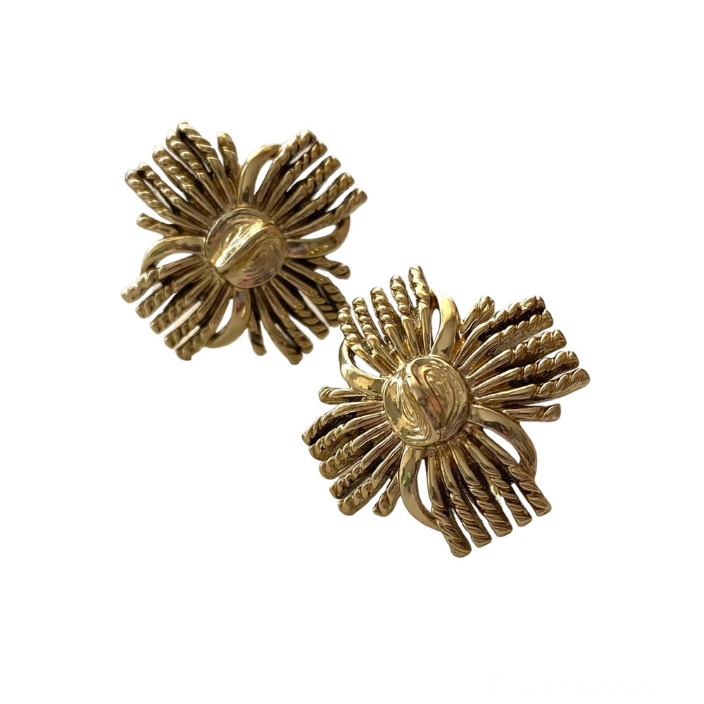 CORO Vintage Textured Gold Toned  Earrings